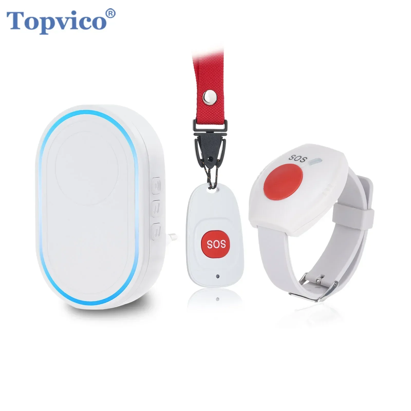 Smart Home Security System - Topvico Drahtloser Pflegepager SOS-Notrufknopf für ältere