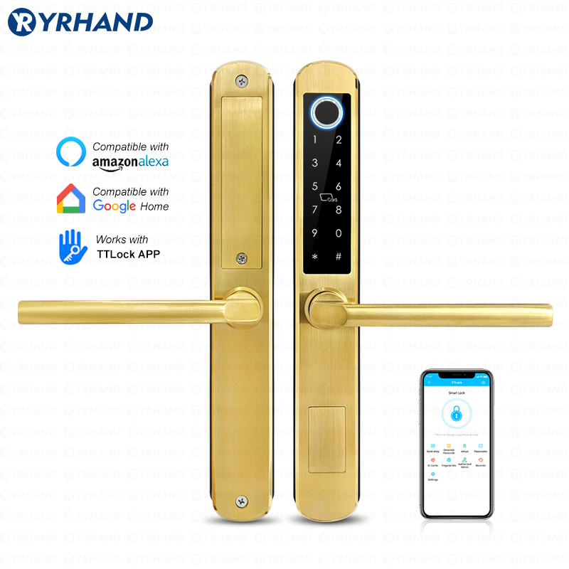 Smart Home For Windows - IP66 Gold Edelstahl Schiebeglas Smart Lock