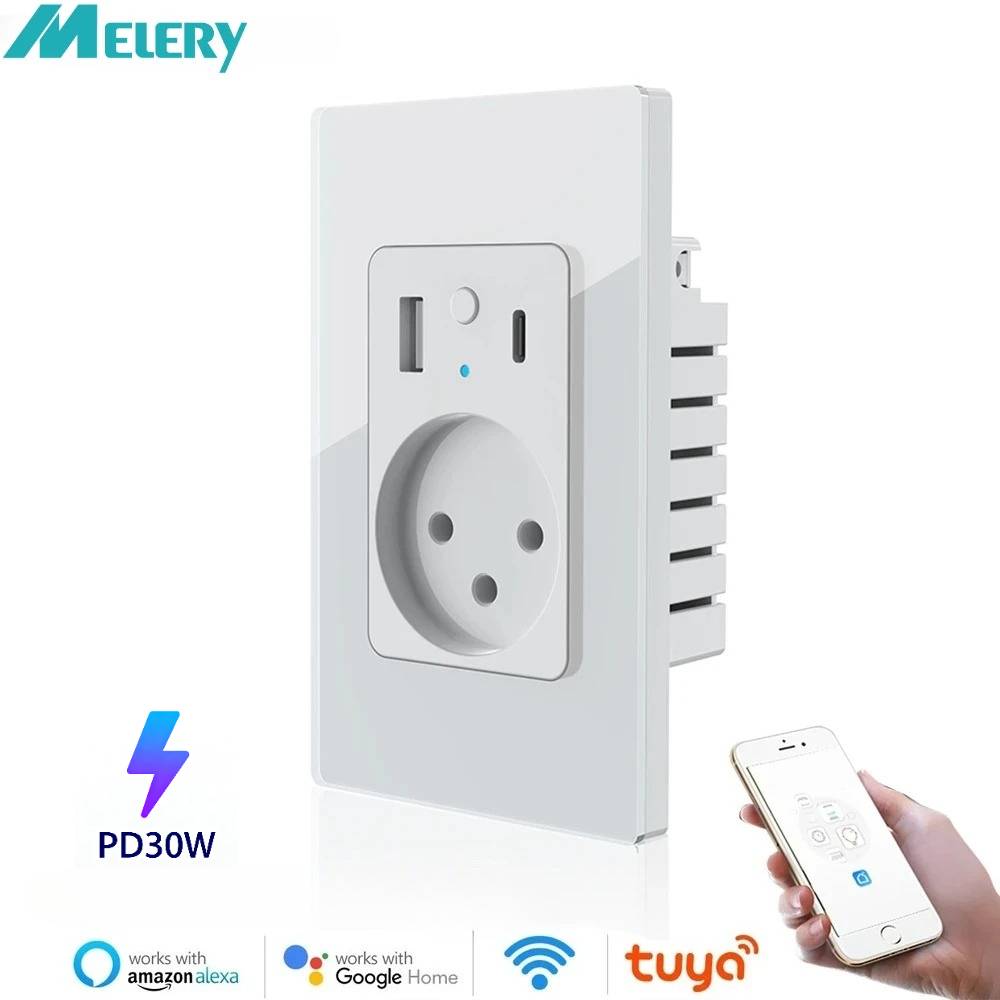 Smart Home For Windows - Melery Israel Smart Wandsteckdose, Glasscheibe, USB