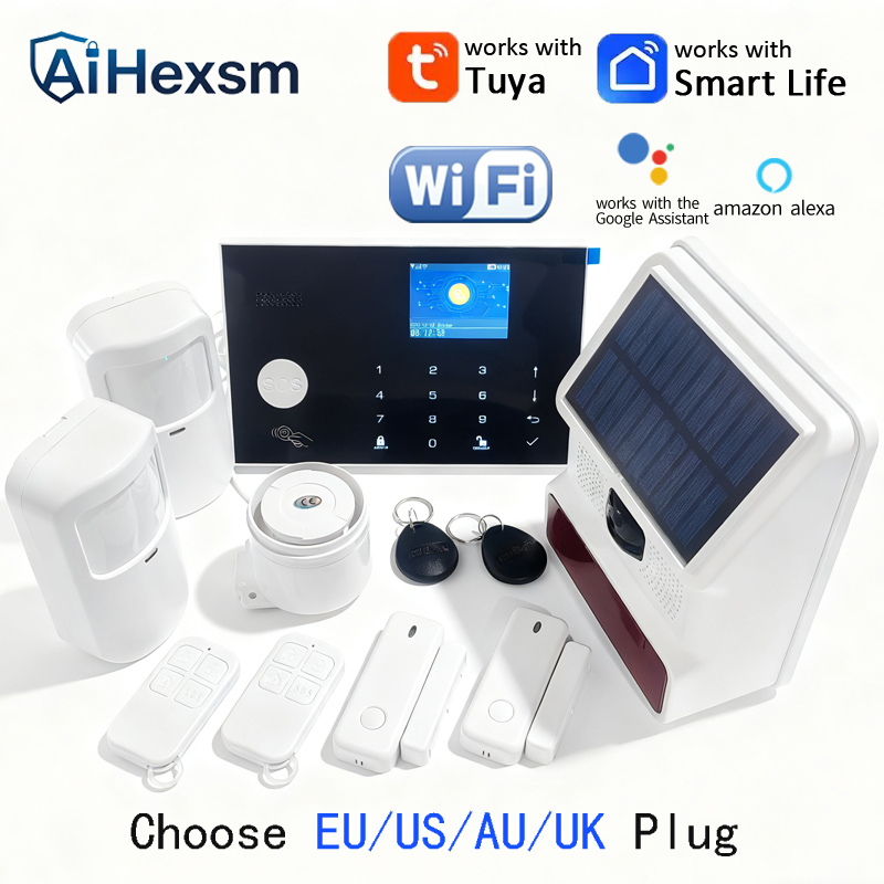 Smart Home Demo Kit - Kabelloses Solar-Sirenen-WLAN-GSM-Alarmsystem für den Außenbereich, Heimsicherheit,