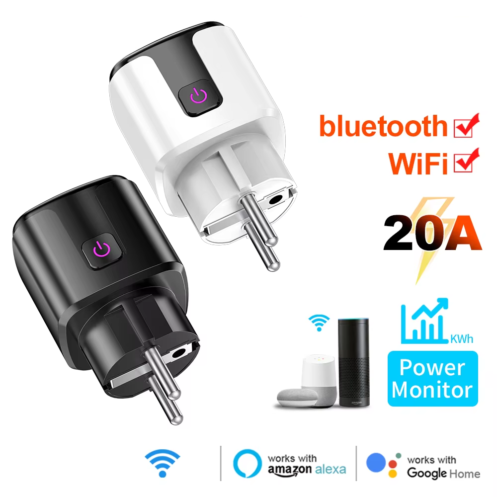 Tuya Wifi Socket - Intelligente 20A EU-Steckdose mit WLAN+Bluetooth, Energieüberwachung,