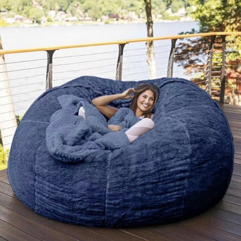 Smart Home Furniture - Blaues Designer-Sofa mit Lazy-Sitzsack, europäisches, modernes,