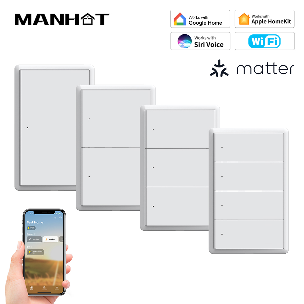 Tuya Wifi Socket - MANHOT Homekit WLAN-Smart-Schalter ohne Neutralleiter US-Schalter