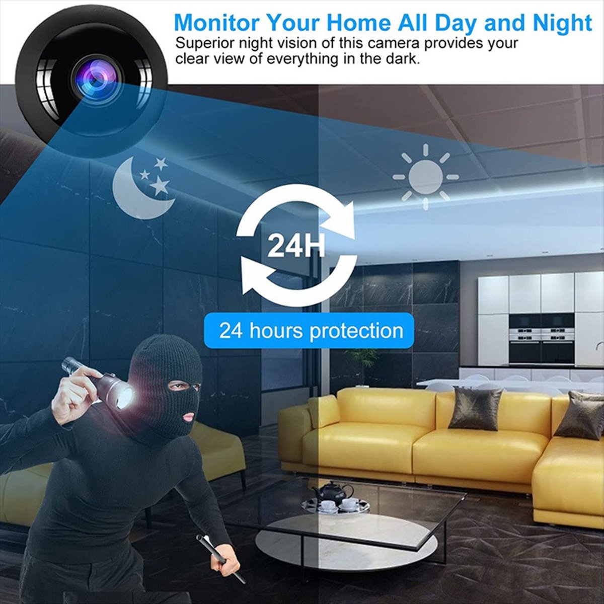 Smart Home Kamera - Stabil – Fisheye HD Nachtsicht Smart