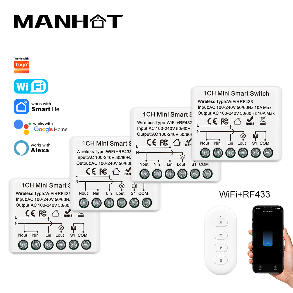 Tuya Wifi Socket - 10A Mini WLAN Smart Switch RF433Mhz