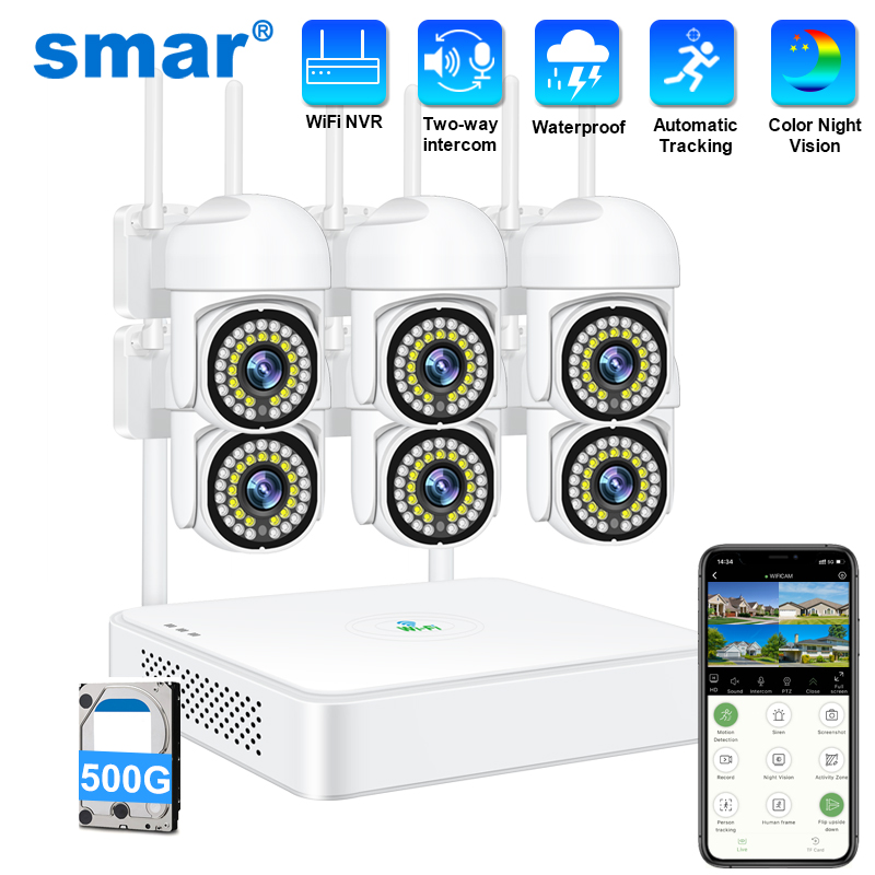 Smart Home Security System - Smar 3MP Kabelloses CCTV-Sicherheitskamerasystem PTZ WLAN