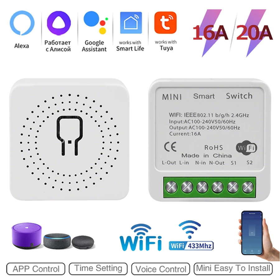 Tuya Wifi Socket - 2-Wege Mini DIY Smart Switch Tuya