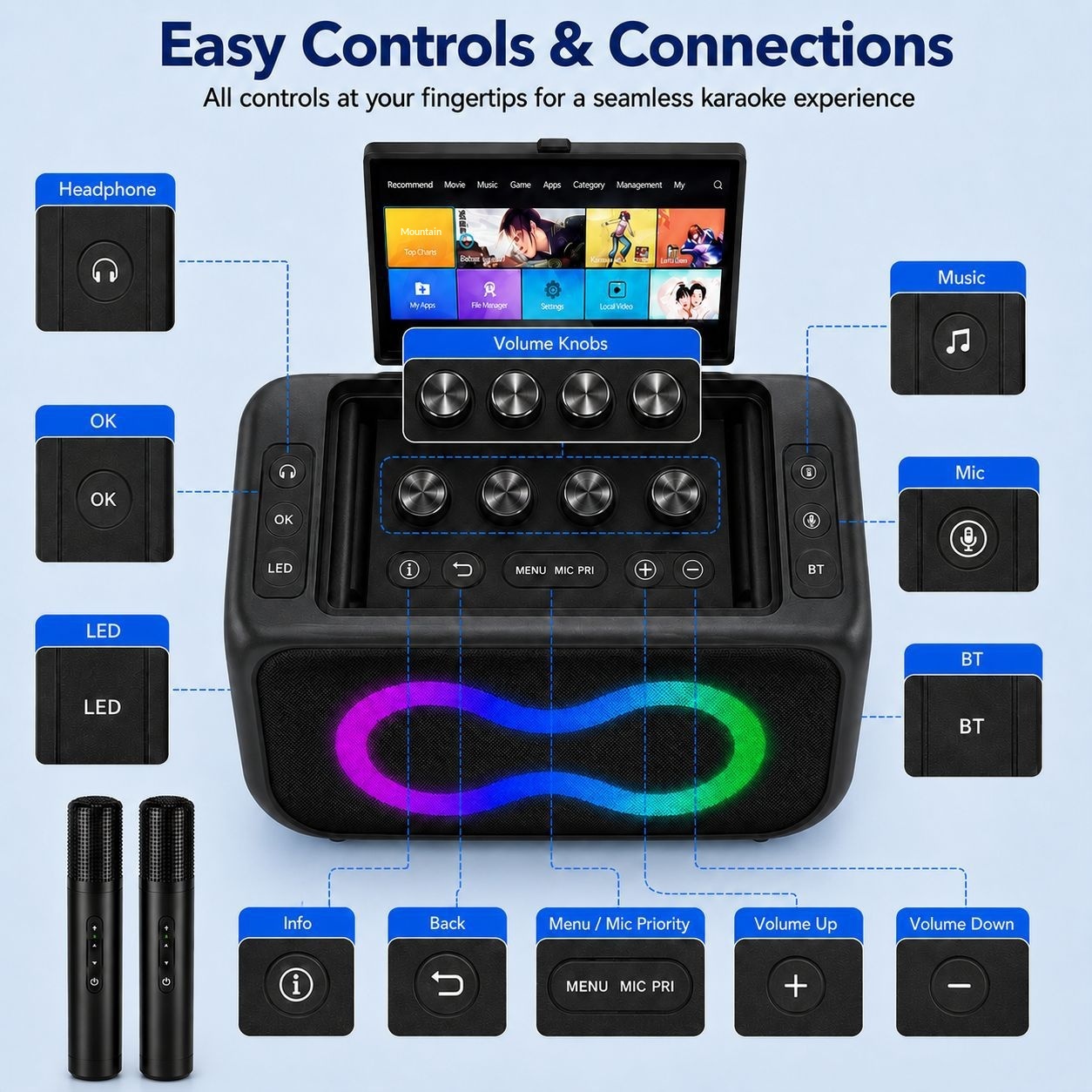 OEM/ODM K55 Tragbare Karaoke-M – Smart Home Speaker Bewertung und Preis